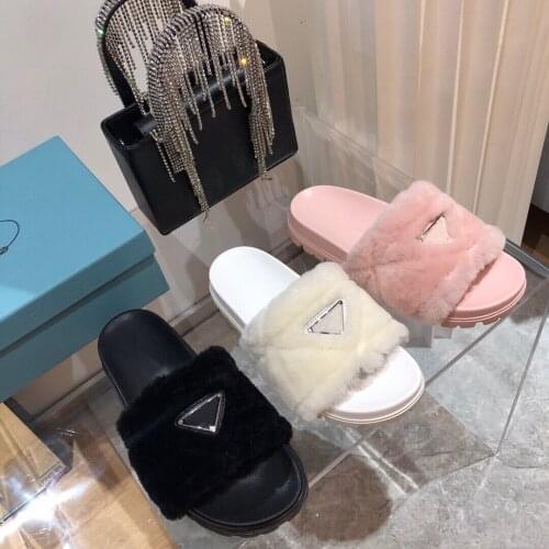 2021 Newest Winter Shoes Woman Outdoor Slippers Furry Slippers Open-Toes Increasing Height Woman Slippers Mules Sapato Feminino