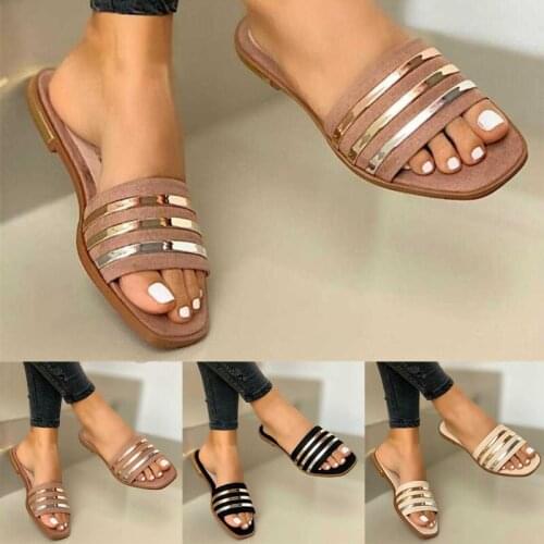 Women Slippers Summer New Style Comfortable Breathable Flat-bottomed Hollow Out Outdoor Slippers Female Fashion Hot Sale 2021