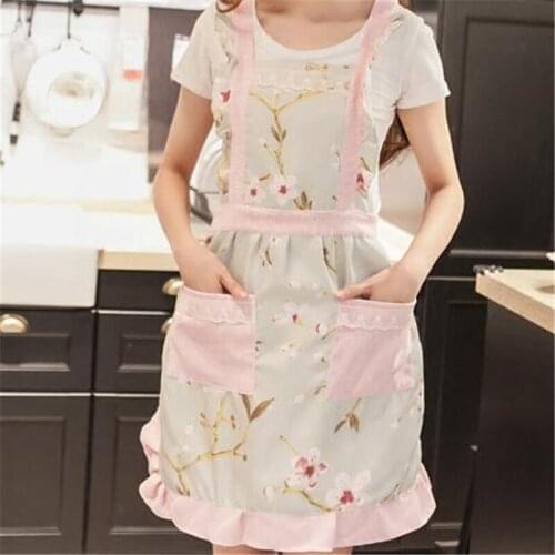 Women Apron with Pockets Waterproof Plaid Print Kitchen Cotton Anti-oil Aprons Kitchen Cooking Thick Cloth Home Supplies