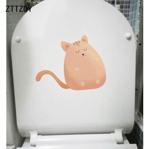 ZTTZDY 23.9*19CM Sleeping Cat Toilet Sticker Decal Wall Kids Room Home Decor T3-0077