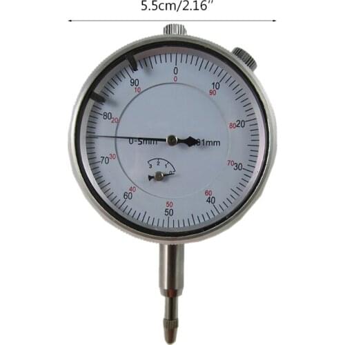 0-5mm/0.01mm Dial Indicator Gauge Meter with Lug Back Precise Micrometer Tool
