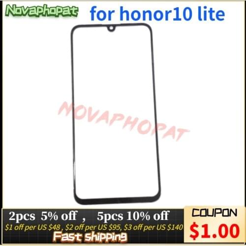 Novaphopat 20Pcs/Lot Front Glass Panel For Huawei Honor10 Lite Outer Glass Lens Screen Replacement (Not Touch Sensor )