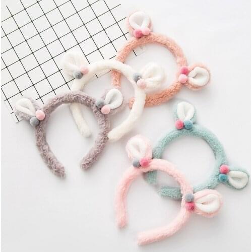 Handmade 10pcs Fashion Cute Fur Bear Ears Hairbands Color Pom Pom Animal Ears Hair Sticks Princess Headwear Hair Accessories