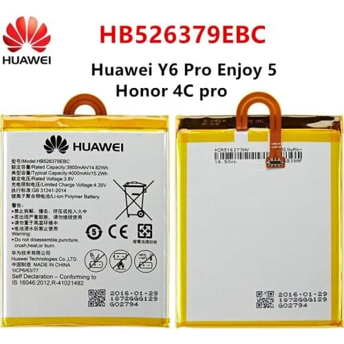 100% Orginal Huawei HB526379EBC 4000mAh Battery For HUAWEI Y6 Pro Enjoy 5 Honor 4C Pro TIT-L01 TIT-TL00 -CL00 TIT-CL10 Batteries