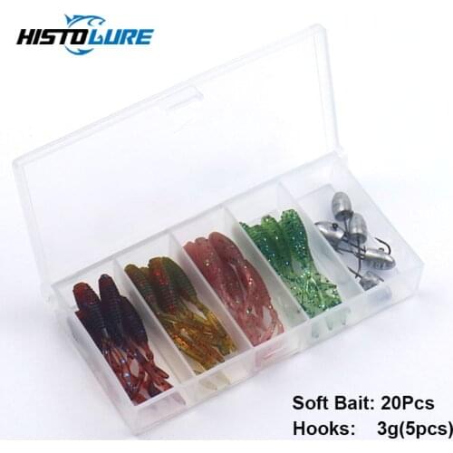 HISTOLURE 20pcs Fishing Lure Soft Bait 35mm 0.4g Ajing Rockfish Wobblers Swimbait Soft Worm Artificial Bass Trout Lure