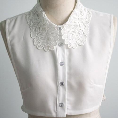 2017 new fashion Half Shirt Lingerie Shirt lace rhinestones pearl water soluble flowers retro fake collar shirt necklace