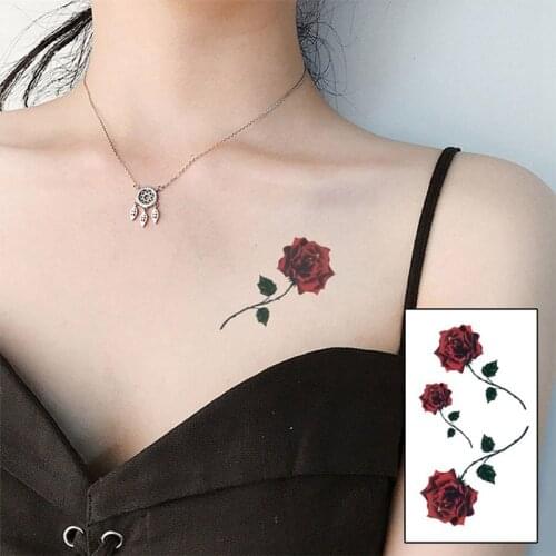 3Pcs/Set Fashion Rose Blossom Flower Brand New Fashion Waterproof Temporary Tattoo Sticker Tatoo Tatto Men Women Flash Fake