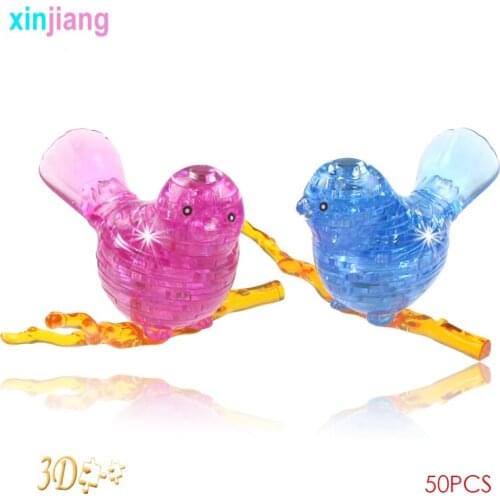 50PCS DIY 3D Birds Puzzle Animal Assembly Crystal Model Building Jigsaw Birthday Gift Toys For Kids Home Decoration