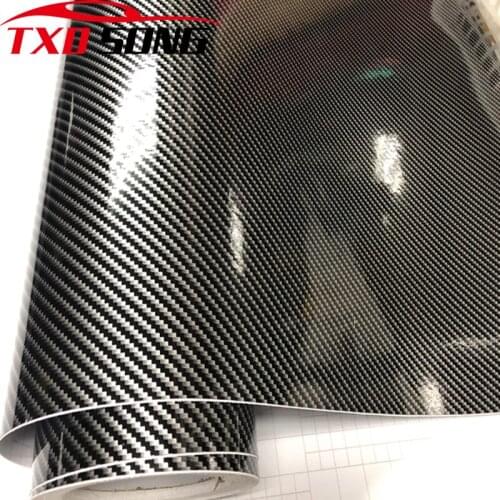 50CM*10M 2D Black Glossy Carbon Fiber Premium Car Vinyl Wrapping Film Glossy Foil Sticker Shiny Gloss Carbon Fiber