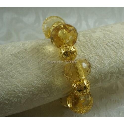 Acrylic gold napkin holder, decoration wedding cheaper beaded napkin ring