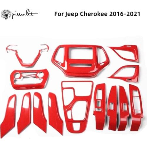 For Jeep Cherokee 2016 2017 2018 2019 2020 2021 Accessories Carbon Fiber Air Outlet Windows Control Panel Center Console Sticker