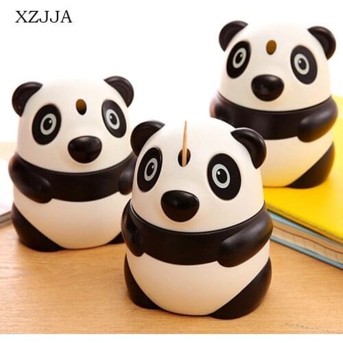 XZJJA Panda Automatic Toothpick Box Hand PressureType Fashion Toothpicks Extinguishers Cute Cartoon Table Plastic Toothpick