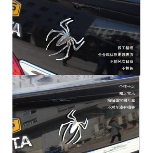 Car 3D Metal Sticker Chrome Spider Emblem Logo Decal for hyundai tucson 2016 2017 ix35 i30 solaris accent santa fe creta Sonata