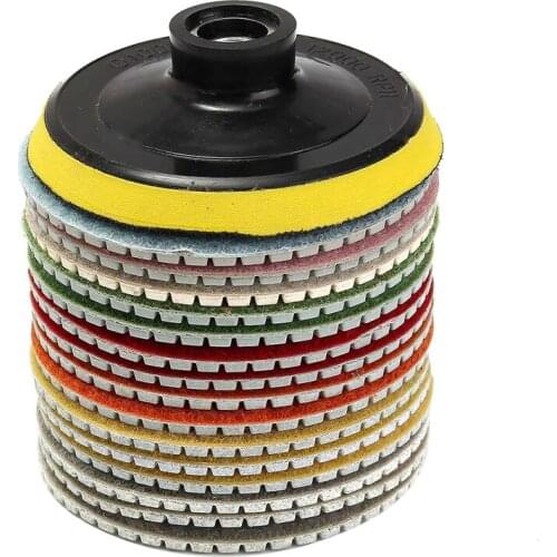 HLZS-16Pcs Diamond Polishing Pads Kit 4 Inch 100 Mm Wet/Dry For Granite Stone Concrete Marble Polishing Use Grinding Discs Set