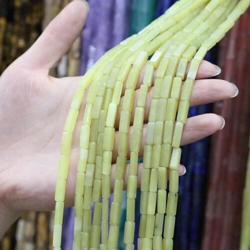 Natural Stone Beads Rectangle Semi-precious Punch Loose Beads For Jewelry Making DIY Necklace Bracelet Earrings Accessory