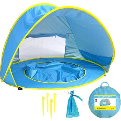 Baby Beach Tent Pop Up UV Protection Sunshade Tent With 4 Pegs 50+UPF Sun Awning Tent Sun Shelter For Infant