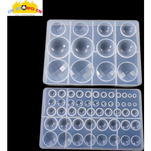 DIY UV Resin Jewelry Big Round Dome Cabochons Silicone Mold Handmade Epoxy Resin faceted Crystal Round Flatback Beads Molds Tool