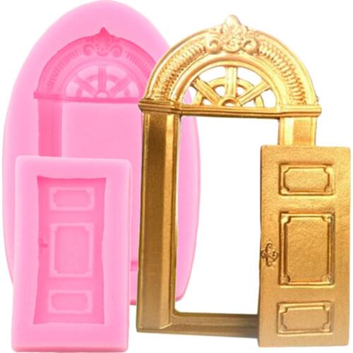 Dollhouse Door Frame Silicone Mold DIY Cupcake Topper Fondant Cake Decorating Tools Candy Polymer Clay Chocolate Gumpaste Moulds