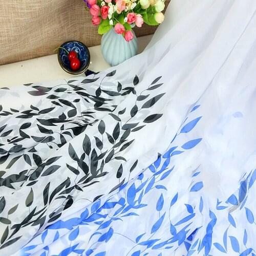 Bilaterally positioned printed chiffon fabric Chinese style Artificial silk scarves costume Hanfu skirt clothing dress fabric