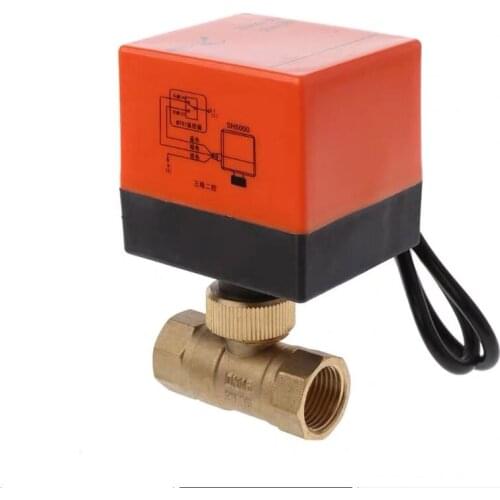 Electric Motorized Ball Valve AC220V 2-Way 3-Wire Brass Electric Actuator Thread Air-conditioning Water System Controller