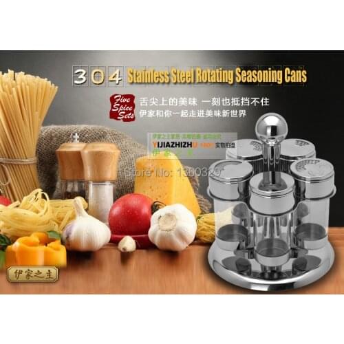 European Cooking Tools 5 Rotating Cruets/Set Salt Pepper Shakers Spice Temperos Bottles Condimentos Galheteiro kitchen Accessory