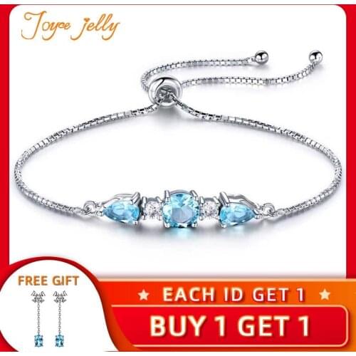 JoyceJelly Trendy Women Wedding Jewelry Bracelet 925 Silver Aquamarine Gemstone Hot Selling Simple Style Hot Selling Gifts 2020