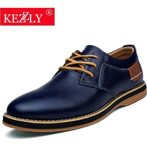 KEZZLY Mens Business Fashion Plus Size Mens Shoes Leather Casual Mens Shoes Oversized Outdoor Dad Shoes