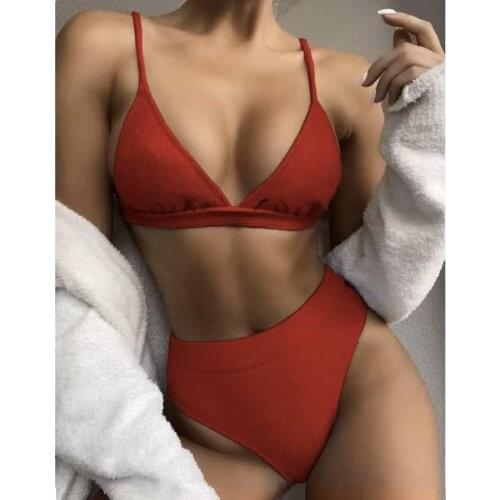 Ppular Swinsuit Show Figure Women Bikini 2 Piece-Set Beach Wear Swim Sexy Halter Backless Female Bodysuit Swimsuit Sunbathing