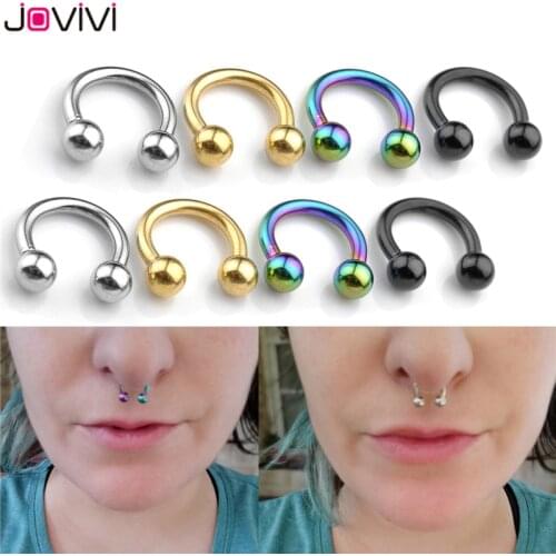 Jovivi Stainless Steel Captive Round Circle Hoop Nose Ring Septum Ear Studs Nipple Lip Eyebrow Ring Body Piercing Jewelry 14G