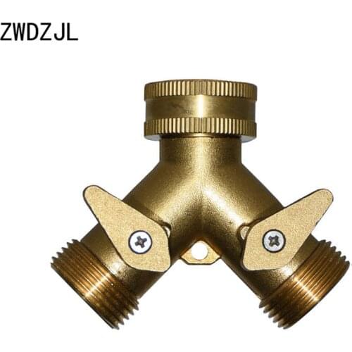 Brass Female 3/4 2 way tap garden tap Irrigation Hose Pipe Splitter 2 Way Connector 3/4 male Garden Irrigation Tools 1pcs
