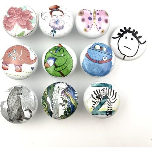 LCH Instagram Style Ceramic White Monster Carton Cactus ceramic knob Cabinet Handle Door Pull used for kids Children Room
