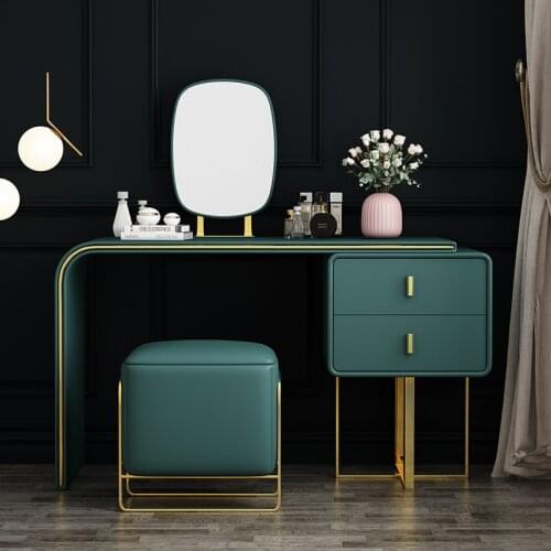 Light luxury dressing table bedroom modern minimalist makeup table and chair combination minimalist Nordic leather dressers