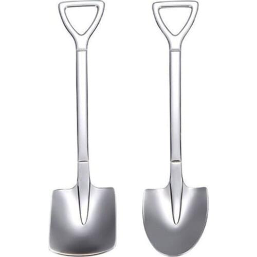 1PCS/set Stainless Steel Iron Shovel Spoon Coffee Ice Cream Spoon Engineering Shovel Retro Cute Square Head Spoon Kitchen Gadget