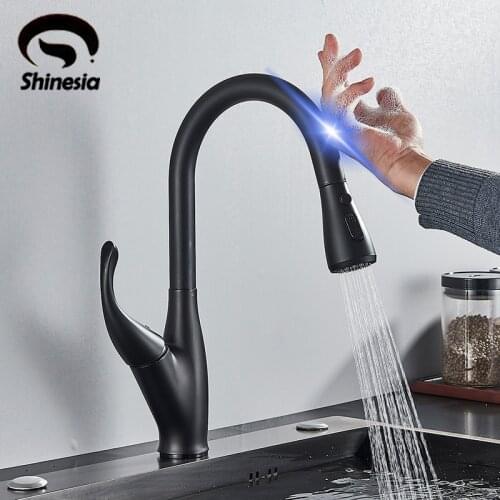Nickel/Black/Chrome Sensor Kitchen Sink Faucet Pull out Spout Spray Stream Modes Deck Mount Hot Cold Mixer Crane Tap