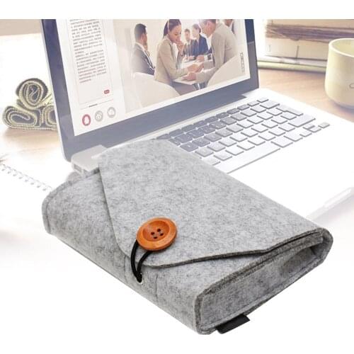 Fashionable Design Durable Solid Color Power Bank Storage Bag Portable Travel Felt USB Data Cable Earphone Organizer Bag