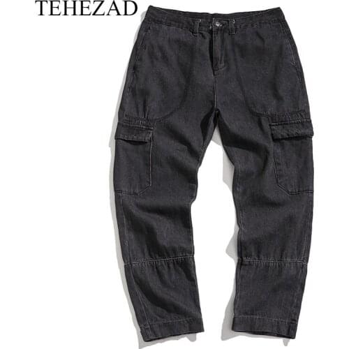 Mens Jeans 2021 New Style Hot Sale Plus Size S-5XL Mens Harem Pants Multi-Cut With Solid Color Jeans Streetwear Casual
