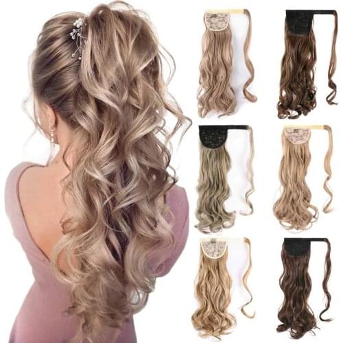 Kong&Li Wave Clip In Hair Ponytail False Hair 22" Ponytail Hairpiece With Hairpins Synthetic Ponytail Hair Extensions