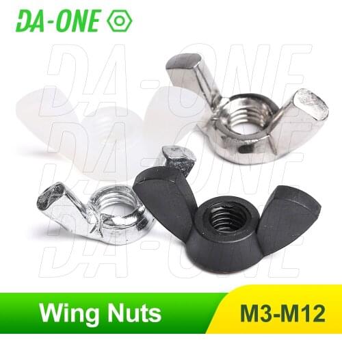 Stainless Plastic Fasteners Butterfly Thumb Wing Nut M3 M4 M5 M6 M8 M10 M12 Threaded Knobs Manual Rivable Butterfly Screw Nuts