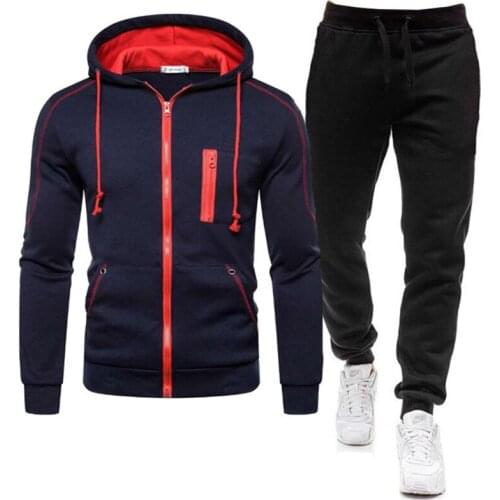 New Mens Clothing Men Sets Printing Hoodie Set Fleece Zipper Sweatshirt Casual Sport Sweatpants Mens Tracksuits 2021