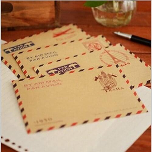 New 10 Sheets Mini Envelope Postcard Letter Stationary Storage Paper Vintage