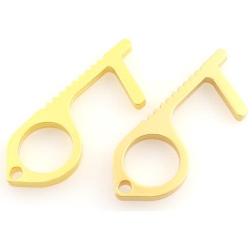 Door Opener Button Pusher Door Handle Opener Gold Door Hook Hand Free Key Contactless Touchless DIY Tool Metal Charm