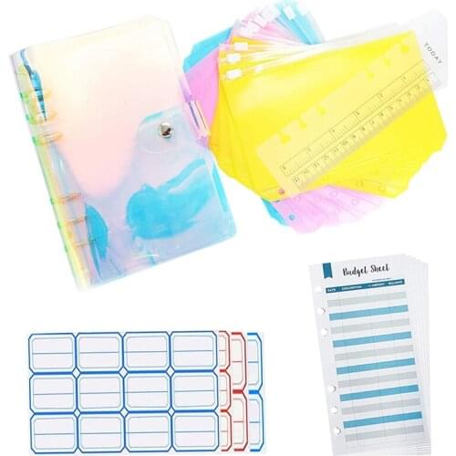 PPYY-A6 Budget Binder Envelopes for Cash System, with Ruler and 12PCS Colorful Binder Zipper Pockets Each