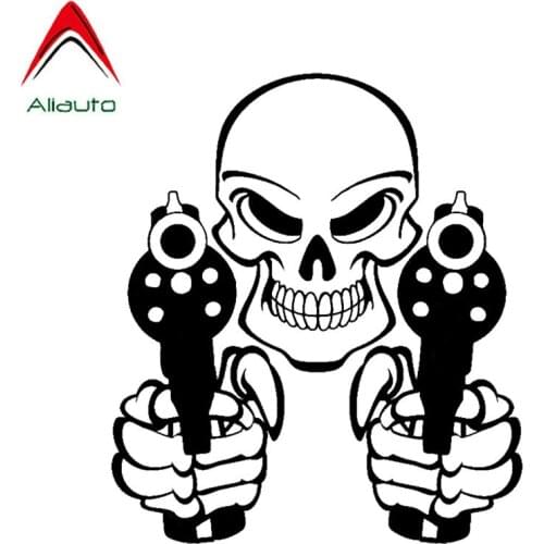 Aliauto Personality Car Sticker Mysterious Skull Guns Automobiles & Motorcycles Decoration Fashion Vinyl Decal,17cm*15cm