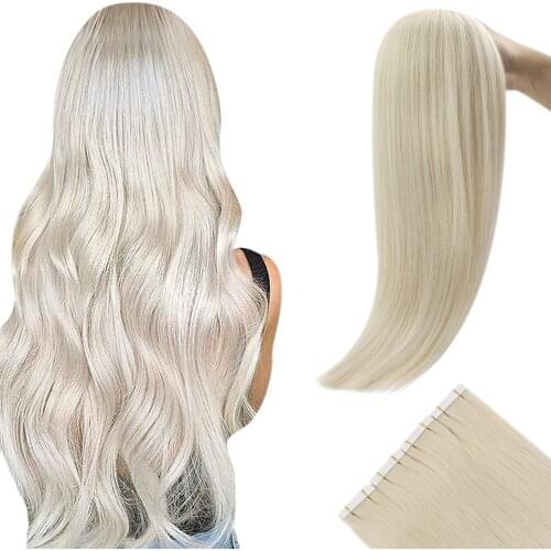 [Last 12 Months] Ugeat Tape in Hair Extensions Virgin Hair 100% Real Human Hair 10A Grade Hair Extensions Tape Ins Pure Color