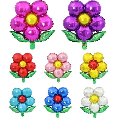 Latest Green Leaf Five Flower Foil Balloon Happy Birthday Party Decorations Kids Adult Wedding Balloons Event Party Accessories