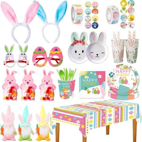 WEIGAO Pink Rabbit Candy Bags Easter Party Decorations Sugar Candy Chocolate Bags Packaging with Greeting Cards Wedding Decora