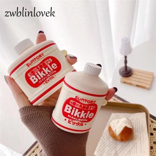Yogurt drink 3d case for airpods 1 2 pro box fashion brand bikkle soft milk silicone wireless bluetooth headset protect cover