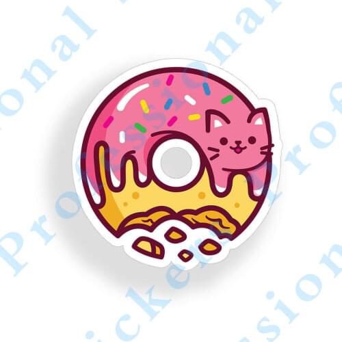 Funny stickers Cat Doughnut Sticker Pet Kitty Food Donut Laptop Car Vehicle Window Bumper Decal Motorcycle Vinyl Decals