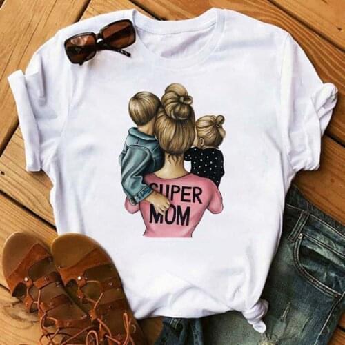 Maycaur Women Cartoon Super Momlife Mama Mother Summer Print Lady T-shirts Mom Life Top T Shirt Ladies Womens Graphic Female Tee