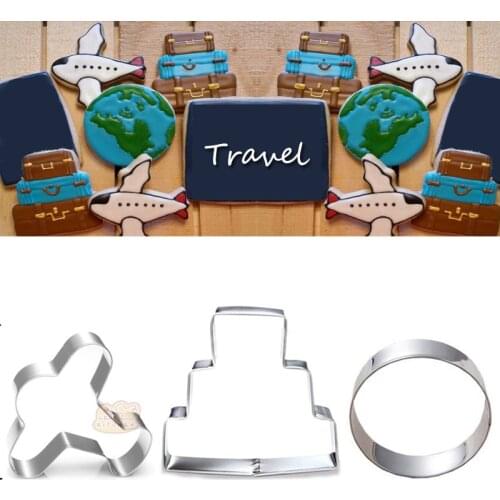 1pcs patisserie reposteria Travel Trunk Earth Plain Fondant Cake Decor Metal Cookie Cutter Biscuit Mold Pastry Cupcake Mould DIY